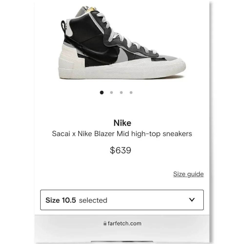 Nike Sacai x Nike Blazer Mid high-top sneakers  |Size: US 10.5|